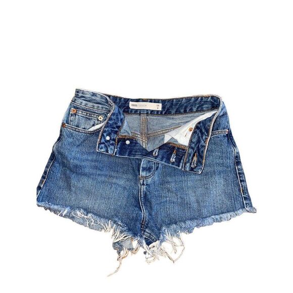 ASOS //Denim High Rise Button Fly Cut Off Denim Shorts  Size 8 - Picture 3 of 10